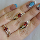 Серебряный набор с золотыми вставками