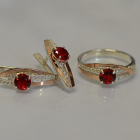 Серебряный набор с золотыми вставками