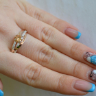 Срібне кільце з золотими вставками