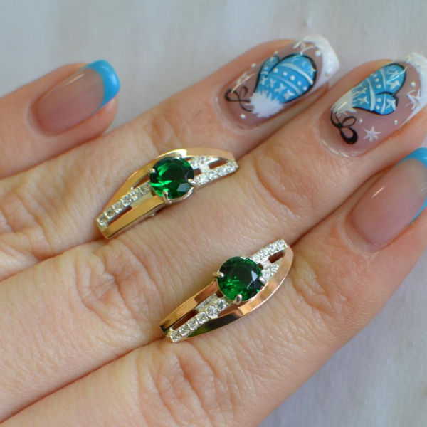 Срібні сережки з золотими вставками