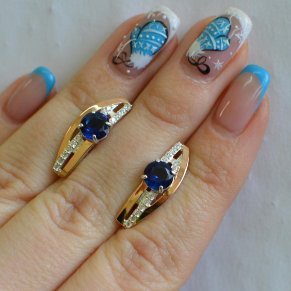 Срібні сережки з золотими вставками