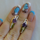 Срібні сережки з золотими вставками