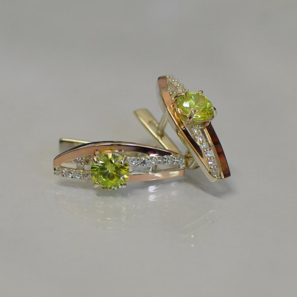 Срібні сережки з золотими вставками