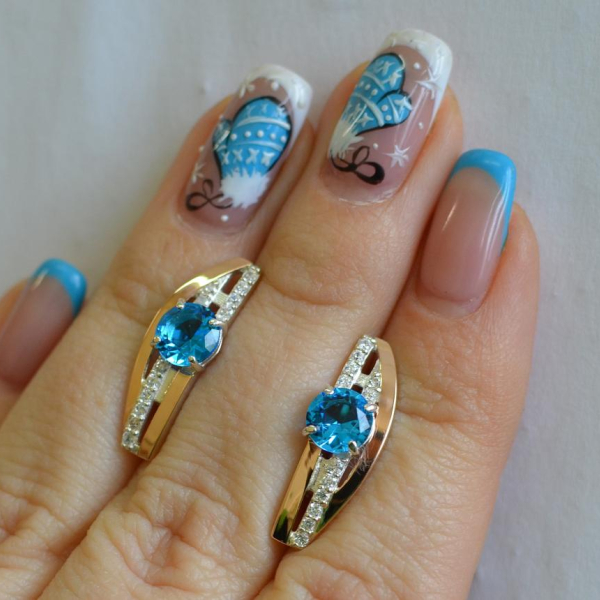 Срібні сережки з золотими вставками