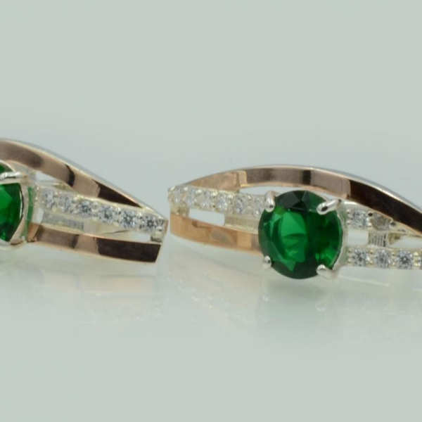 Срібні сережки з золотими вставками