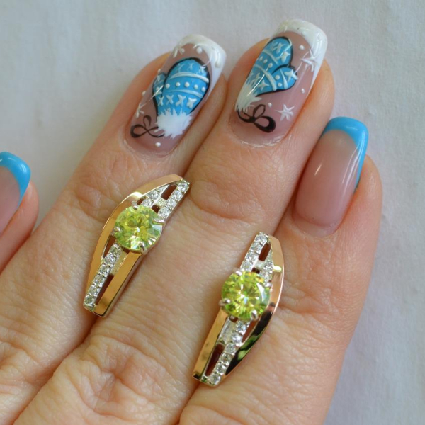 Срібні сережки з золотими вставками