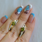 Срібні сережки з золотими вставками