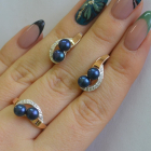 Срібний набір прикрас з перлинами