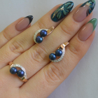 Срібний набір прикрас з перлинами