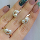 Срібний набір прикрас з перлинами