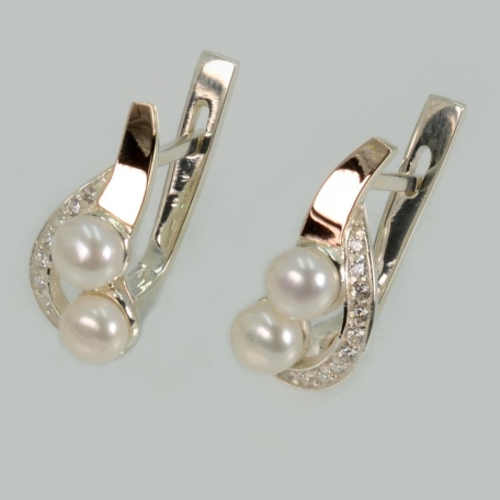 Срібні сережки з перлами