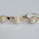 Серебряный набор с золотыми вставками и жемчугом