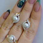 Серебряный набор с золотыми вставками и жемчугом