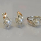 Серебряный набор с золотыми вставками и жемчугом