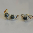 Серебряный набор с золотыми вставками и жемчугом