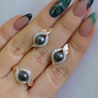 Серебряный набор с золотыми вставками и жемчугом