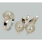 Серебряный набор с золотыми вставками и жемчугом