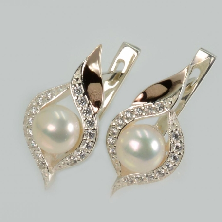 Срібні сережки з перлинами