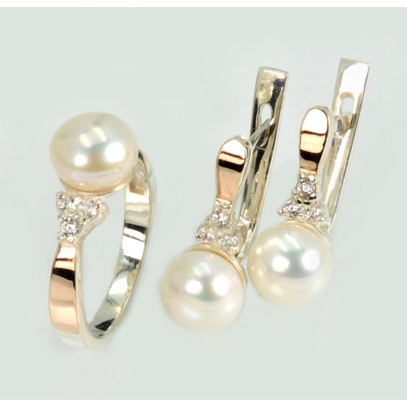 Серебряный комплект с жемчугом