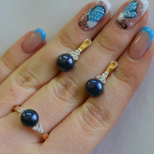 Срібний комплект з жемчугом