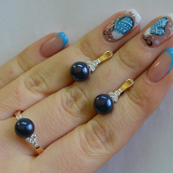 Срібний комплект з жемчугом