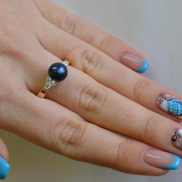 Срібна каблучка з жемчугом