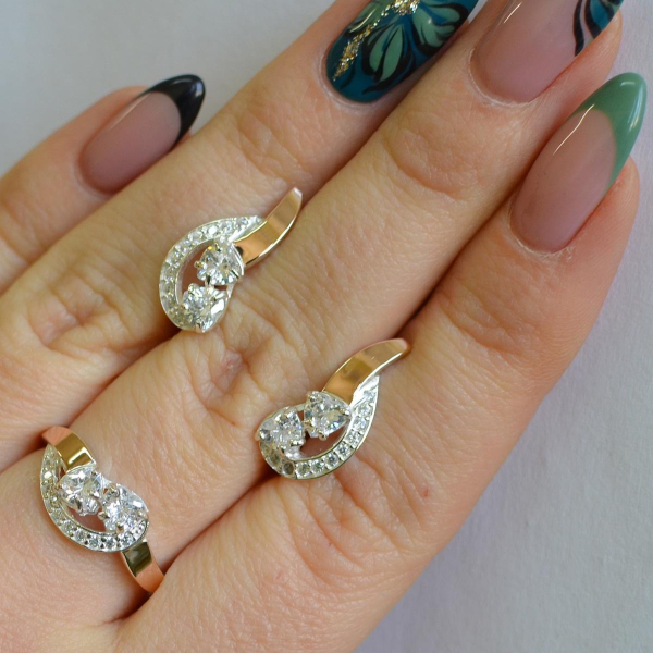 Комплект украшений из серебра с золотом