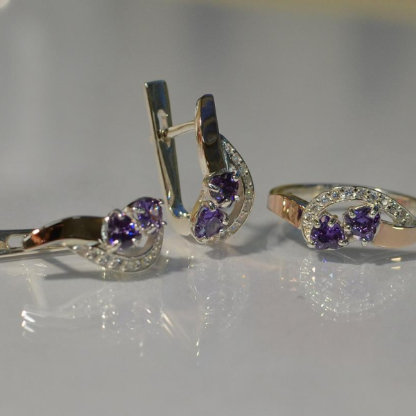 Комплект украшений из серебра с золотом