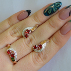 Комплект украшений из серебра с золотом