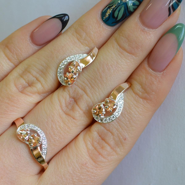 Комплект украшений из серебра с золотом