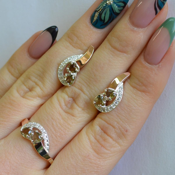 Комплект украшений из серебра с золотом