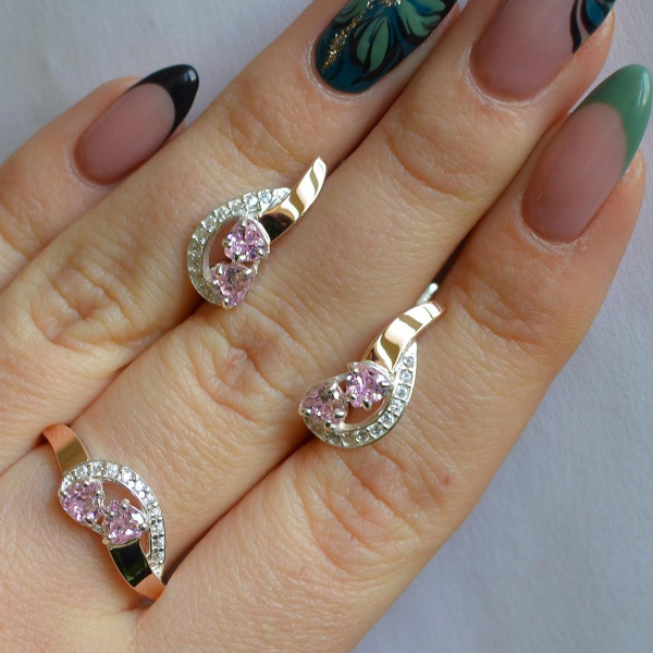 Комплект украшений из серебра с золотом