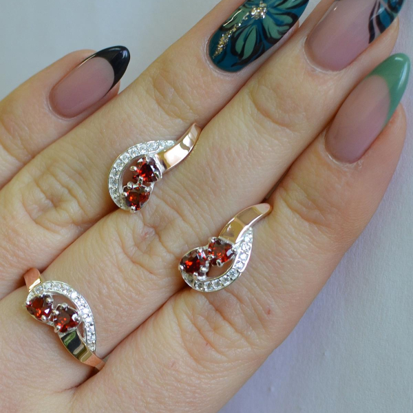 Комплект украшений из серебра с золотом