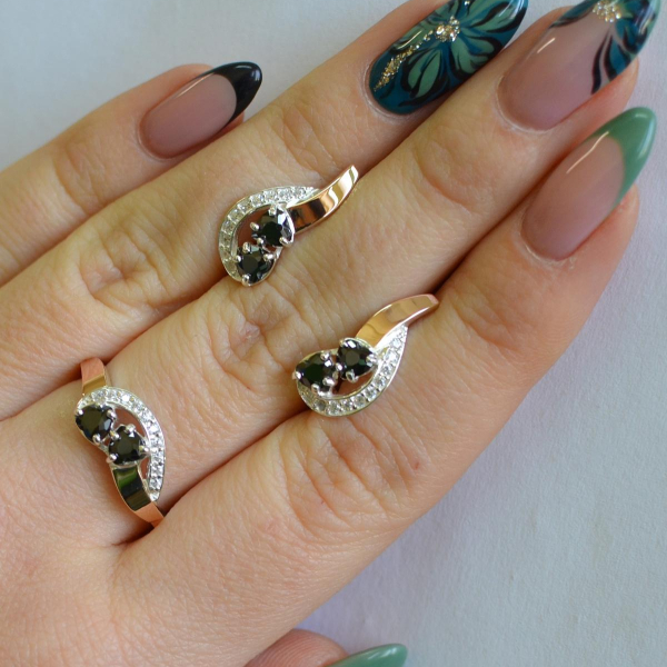 Комплект украшений из серебра с золотом