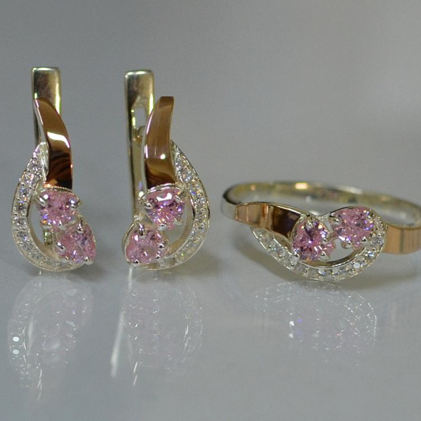 Комплект украшений из серебра с золотом