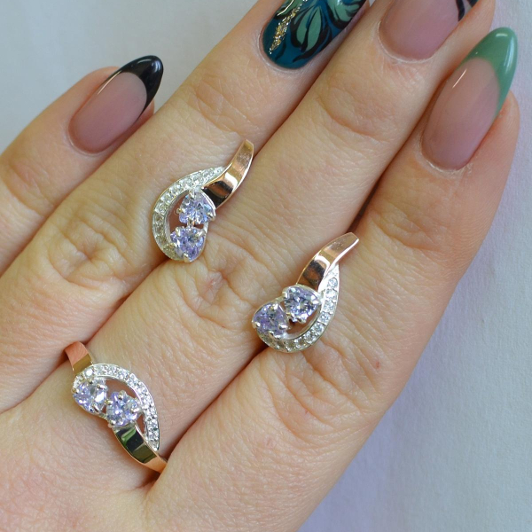 Комплект украшений из серебра с золотом