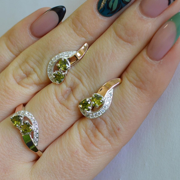 Комплект украшений из серебра с золотом