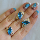 Серебряный набор с золотыми пластинами