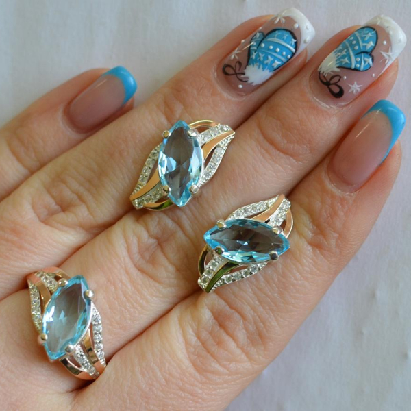 Серебряный набор с золотыми пластинами