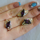 Серебряный набор с золотыми пластинами