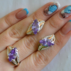 Серебряный набор с золотыми пластинами