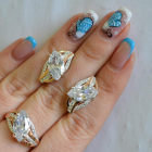 Серебряный набор с золотыми пластинами