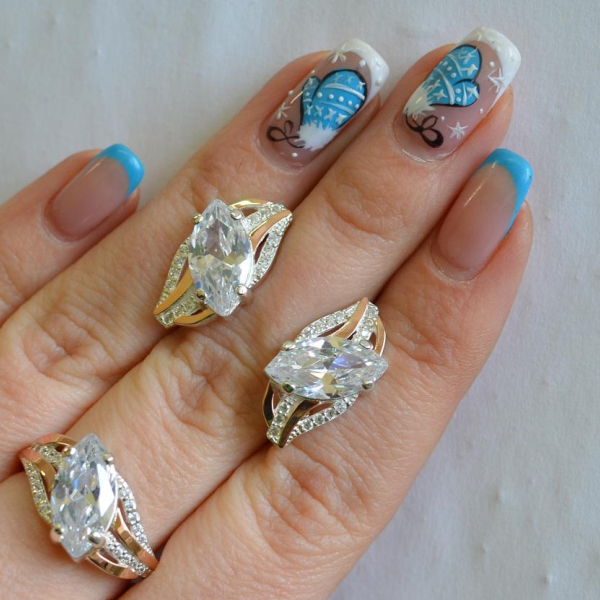 Серебряный набор с золотыми пластинами