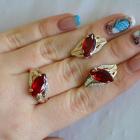 Серебряный набор с золотыми пластинами