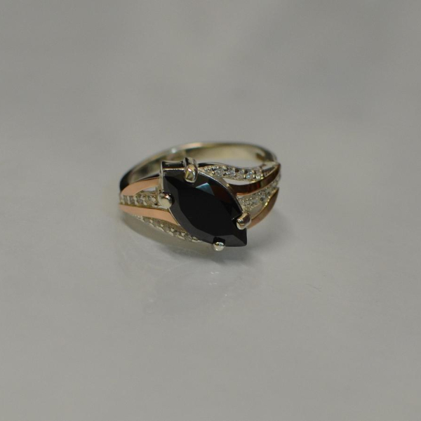 Срібна каблучка з золотими пластинами