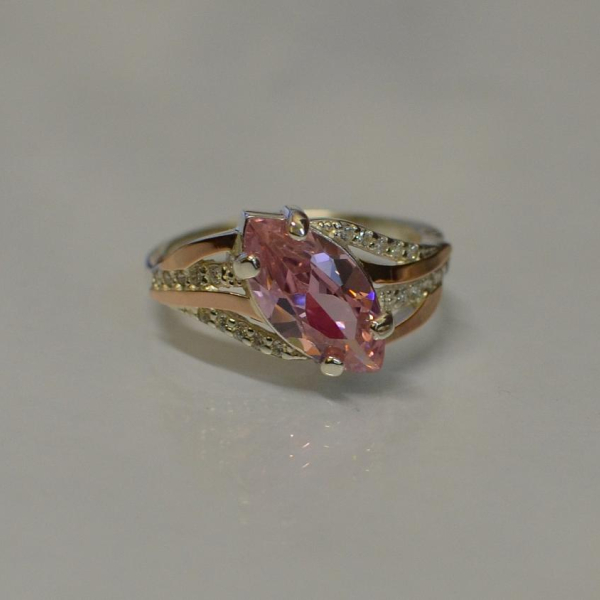 Срібна каблучка з золотими пластинами