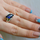 Срібна каблучка з золотими пластинами