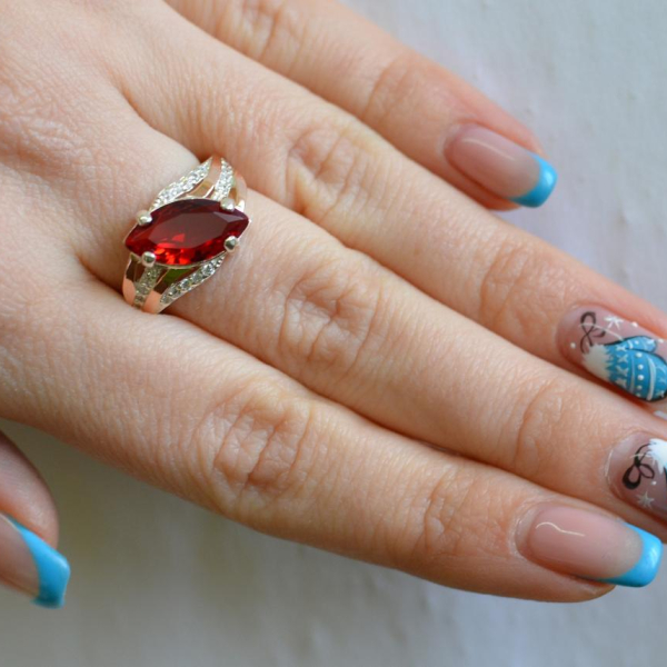 Срібна каблучка з золотими пластинами