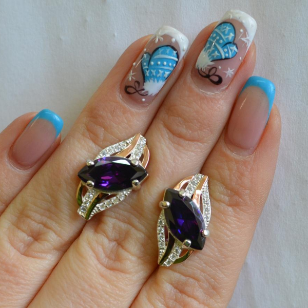 Срібні сережки з золотими пластинами