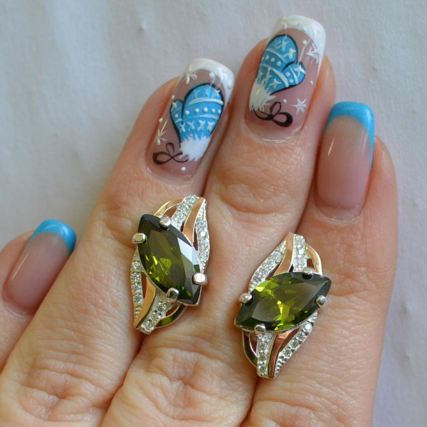 Срібні сережки з золотими пластинами